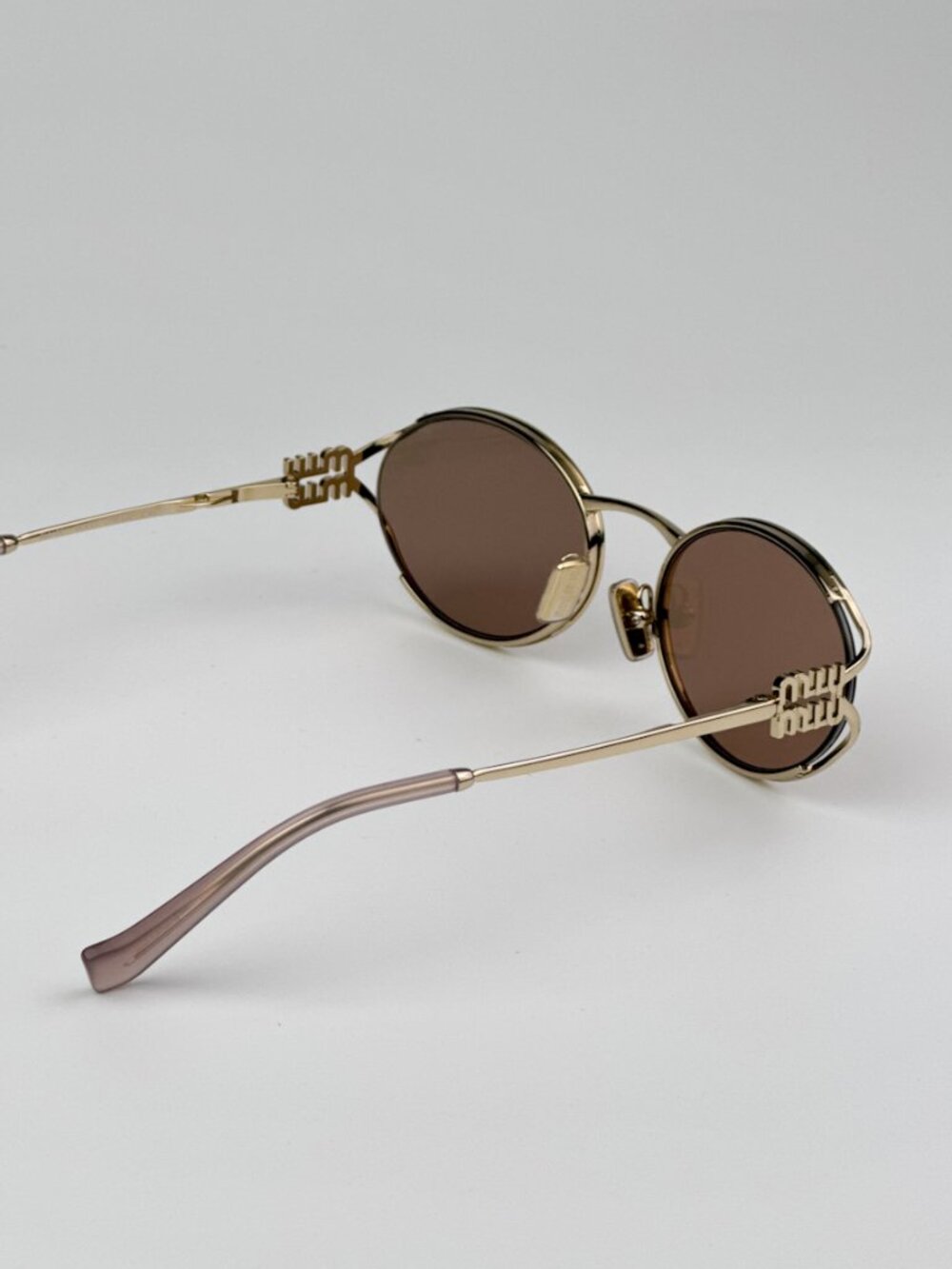 Miu Miu MU52YS ZVN20F BRAND NEW Sunglasses Pink Gold Mirror Silver Oval Unisex - Picture 7 of 14